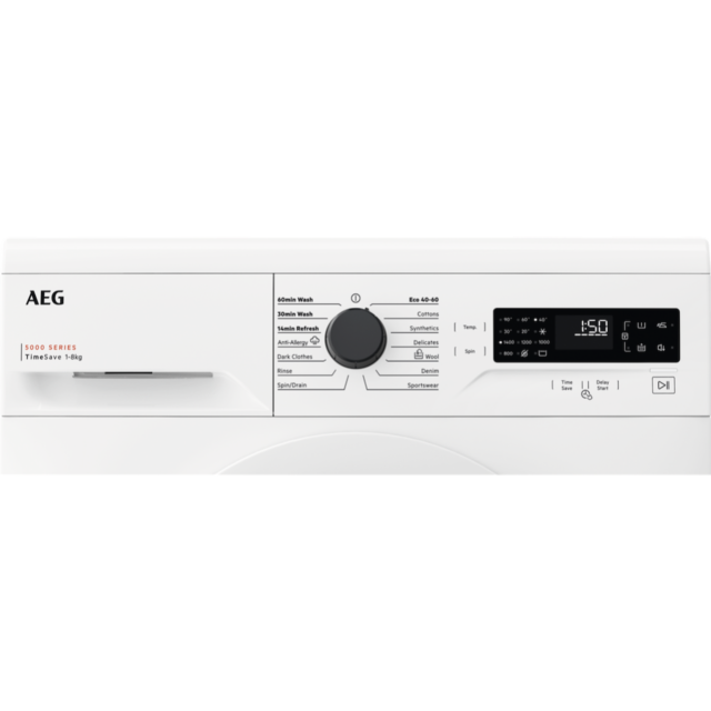 AEG LFX50844B 5000 Series P2 Short Front Loading Full Size 8kg Washing Machine