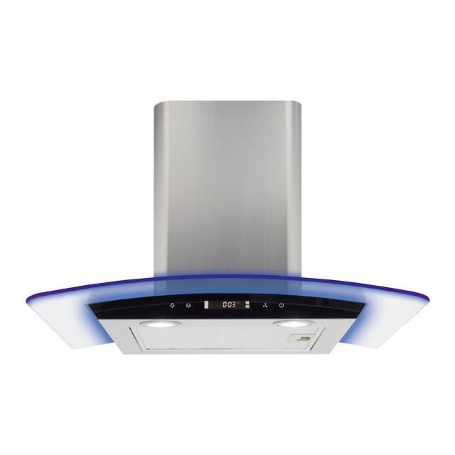 CDA EKP60SS 60cm Curved Glass Extractor with Edge Lighting