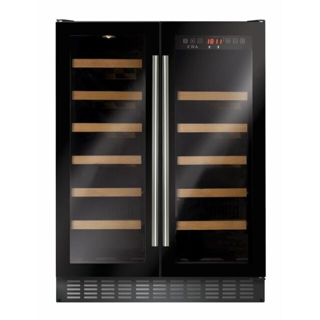 CDA FWC624BL 60cm Freestanding Undercounter Double Door Wine Cooler