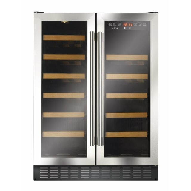 CDA FWC624SS 60cm Freestanding Undercounter Double Door Wine Cooler