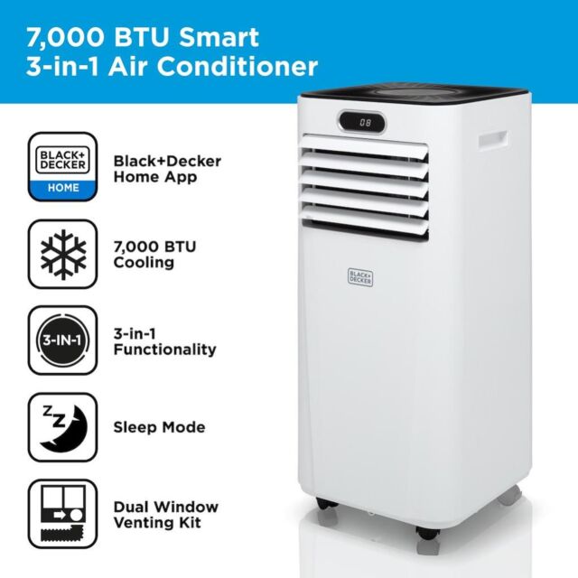 Black & Decker BXAC40024GB Air Conditioner - Portable 7000 BTU 3in1 - Smart