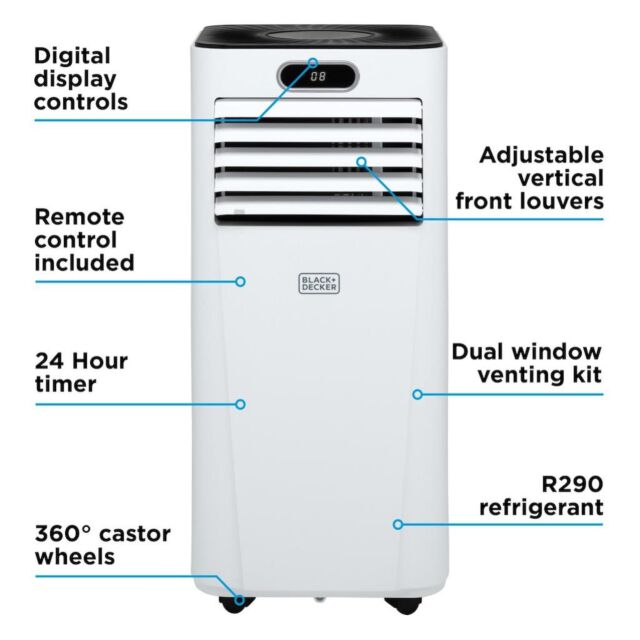 Black & Decker BXAC40025GB Portable 9000 BTU 3-in-1 Smart Air Conditioner