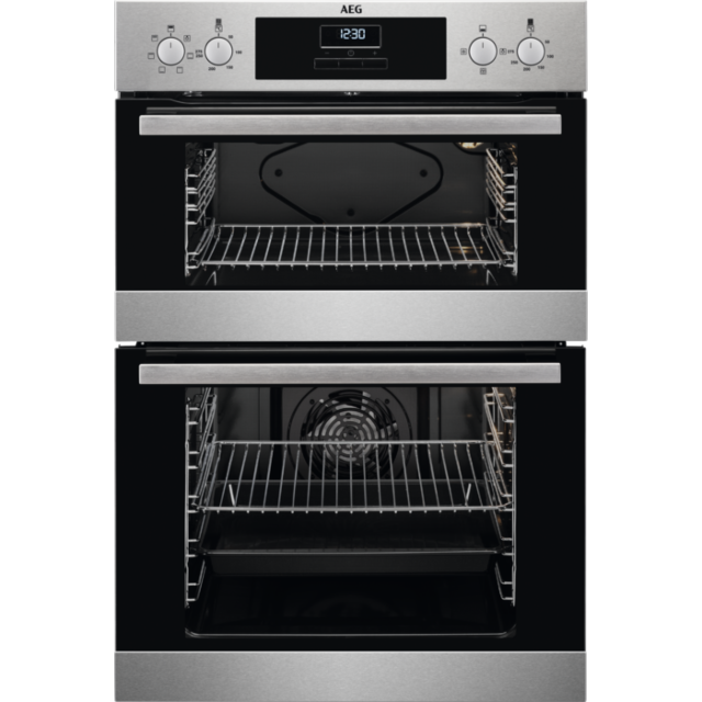 AEG DEB331010M Multifunction double oven, Stainless Fascia, Retractable Rotary Controls, 2 Main Oven
