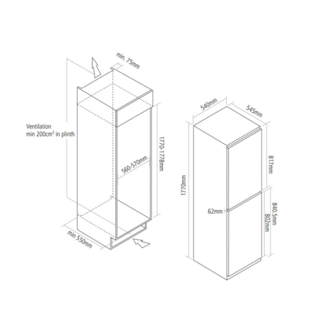 Caple RI5507 50:50 Integrated Frost Free Fridge Freezer