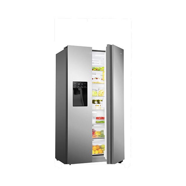 Hisense RS694N4TCF american frost free fridge freezer with water silver