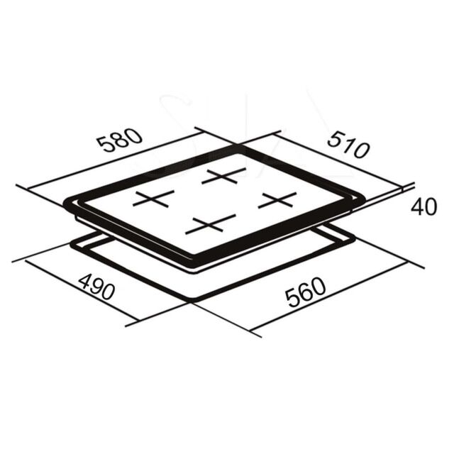 Sia CERH60BL 60Cm 4 Zone Touch Control Electric Ceramic Hob In Black
