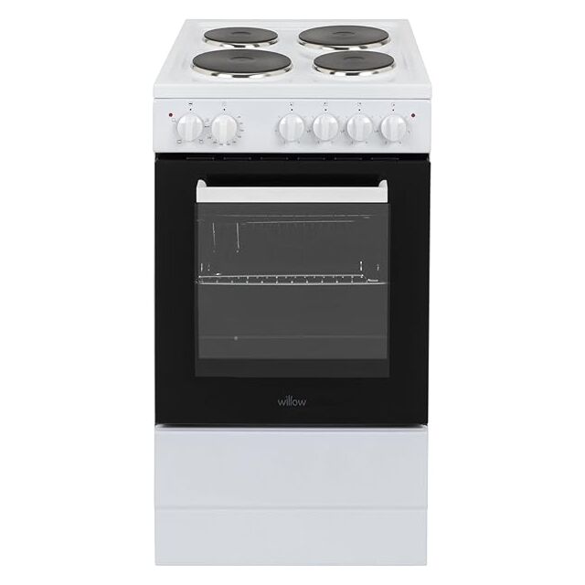 Sia ESXB50W 50Cm Freestanding Electric Single Cavity Cooker, Solid Plate Hob In White