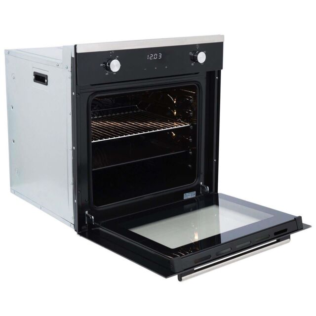 Sia SO103 Single Fan Oven With Digtal Timer Black Glass With Silver Trim