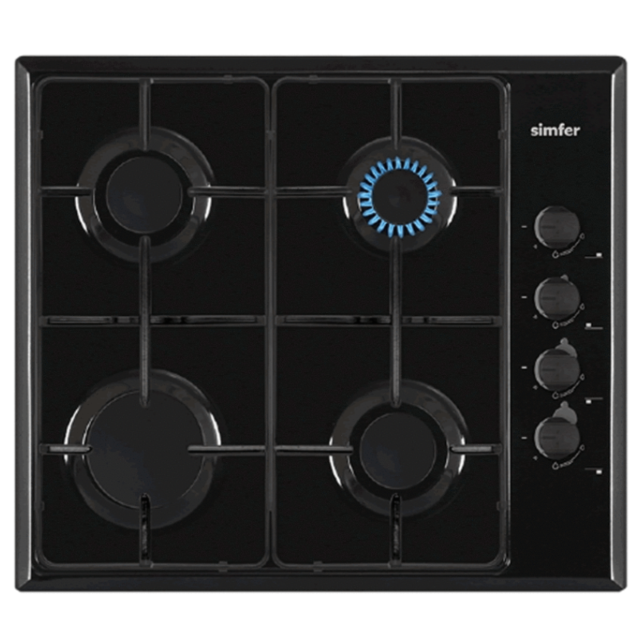 Simfer G60B 60cm built in 4 burner gas hob black
