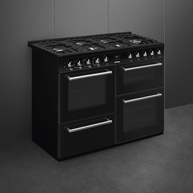 Smeg CX113GMBL 110cm Concert Dual Fuel Triple Cavity Range Cooker Black