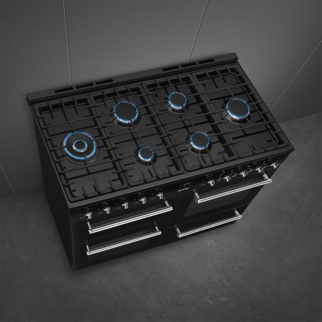 Smeg CX113GMBL 110cm Concert Dual Fuel Triple Cavity Range Cooker Black